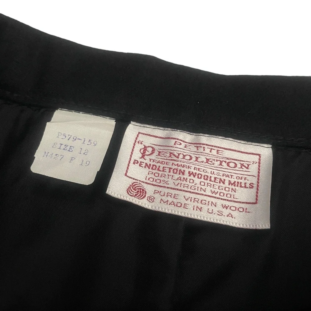 Pendleton Petite 12 Black Skirt‎ Pencil 100% Wool Lined Pockets